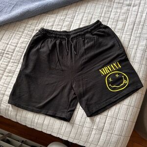 Nirvana Black Sweat Shorts for Men